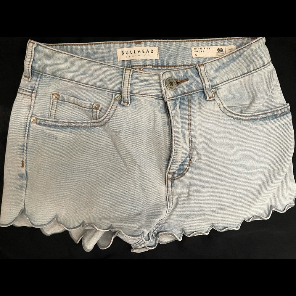 Bullhead. High rise light blue Jean shorts.